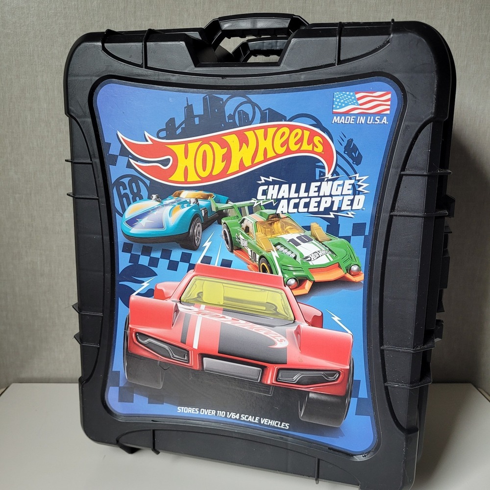 Hot Wheels Rolling Storage Case + Bulk Mixed Lot 54 Toy Cars Matchbox Diecast
